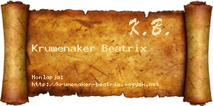 Krumenaker Beatrix névjegykártya